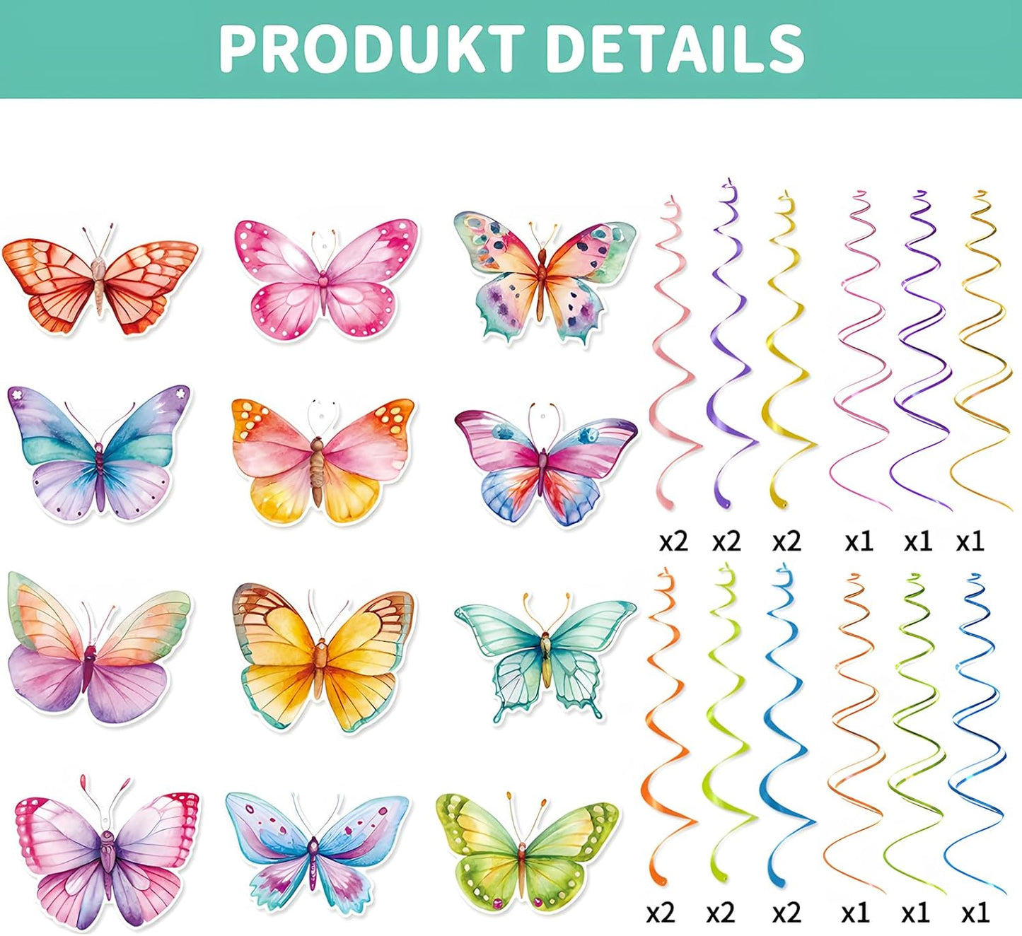 Butterfly Decorations, Kaluofan 30PCS Butterfly Party Decorations, Hanging Butterflies Spring Decorations, Hanging Ceiling Swirl for Spring Summer Easter Butterfly Themed Birthday Party Decorations