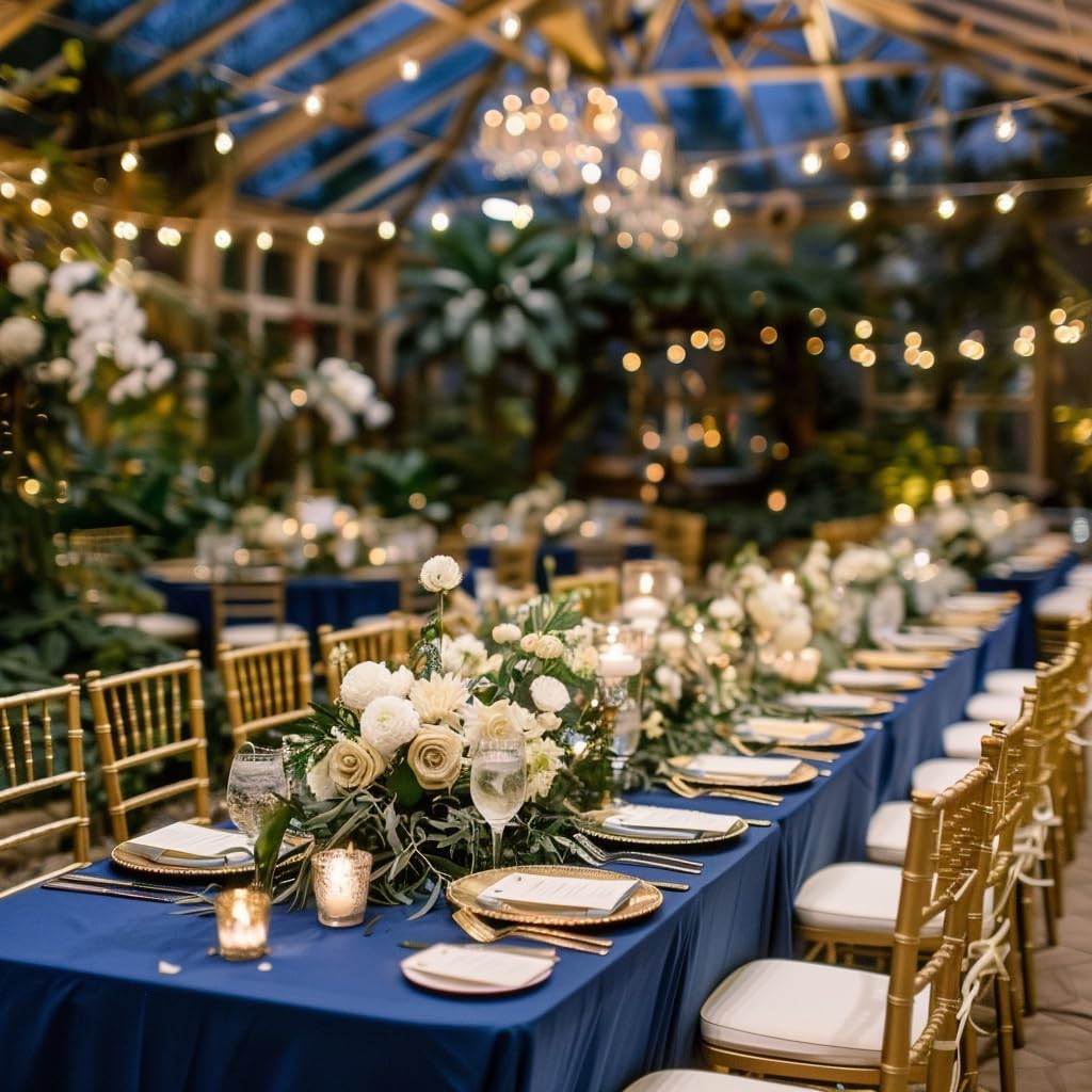 6 Pack Royal Blue Rectangle Tablecloth with Elastic Table Skirt – 6FT Fitted Spandex Table Cover, 72 Inch Wrinkle-Resistant & Stretchable for Wedding Banquet Party Buffet Restaurant