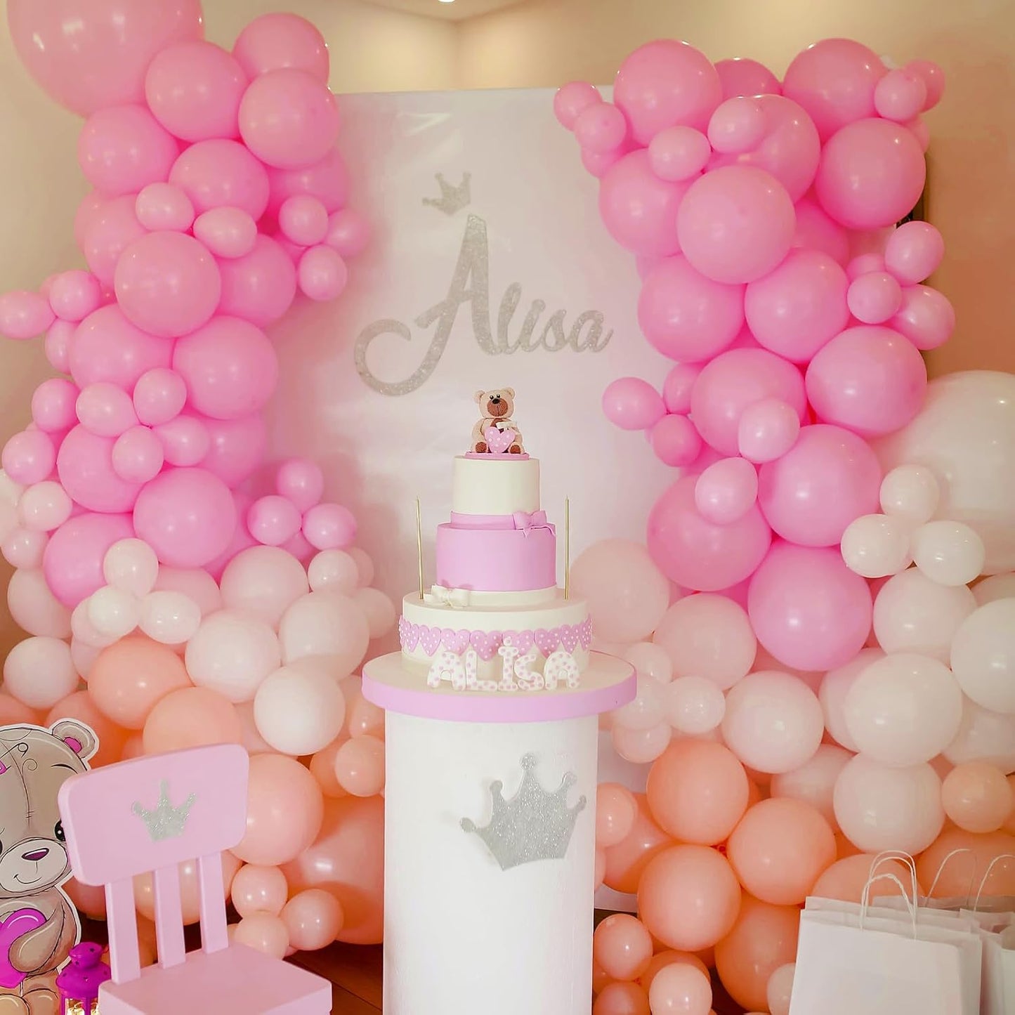 Pink Balloons - 12 inch 100pcs Latex - Round Matte Pink Birthday Balloons with 2 Ribbons for Birthday Wedding Anniversary Baby Shower Gender Reveal Party Decorations