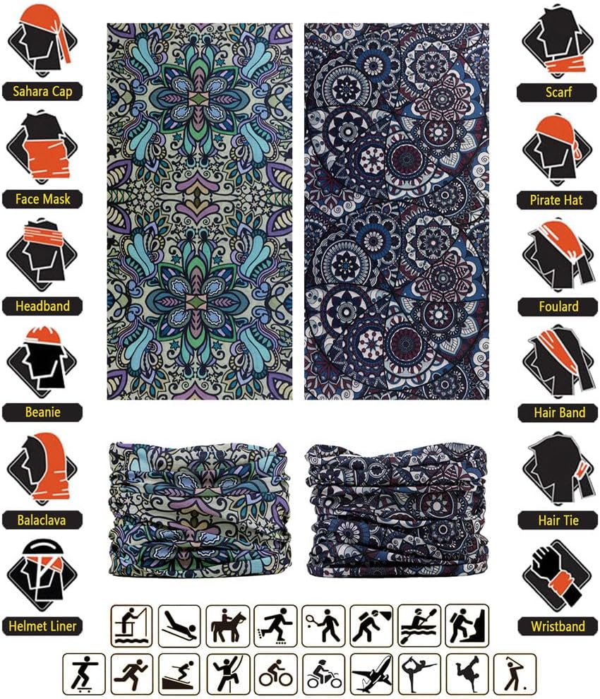 Headband Neck Gaiter Head Wrap Headwear Face Mask Magic Scarf Bandana for Men and Women