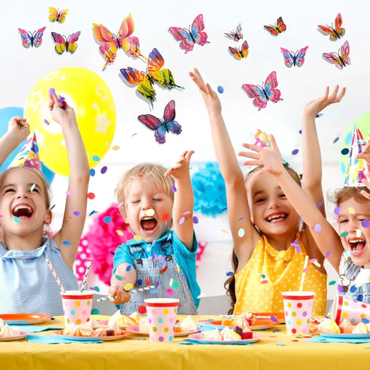 SAOROPEB 3D Butterfly Wall Decor, 72 Pcs Double Layer Butterfly Decorations for Party Decorations Locker Decor Refrigerator Decal, Reusable (Multicolor)