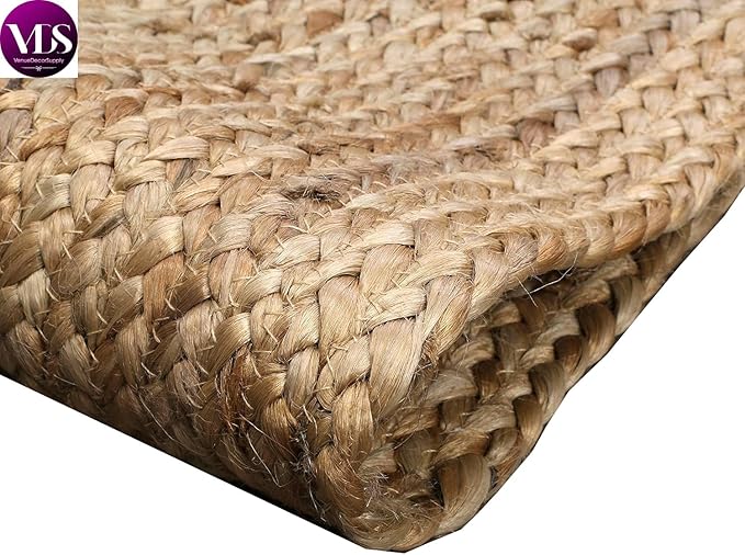 VDS Pack of 1 - Rectangle Jute Rug Braided Table Runner 100% Natural Burlap Reversible Rustic Hessian Table Cloth Centerpiece for Wedding ,Home, Kitchen, Table Decoration (Size 13x36 Inch) (Natural)