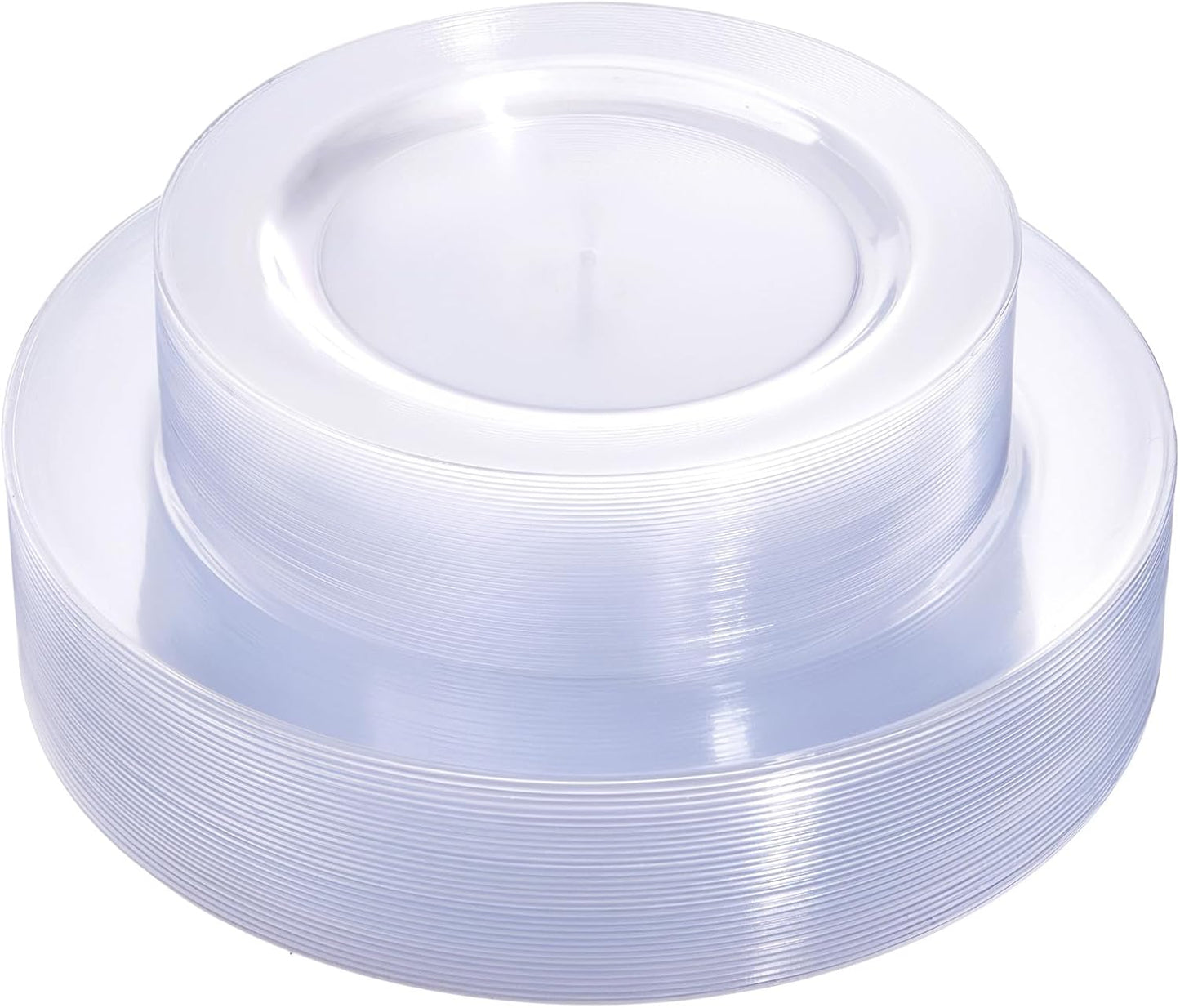 FLOWERCAT 60PCS Clear Plastic Plates - Disposable Clear Plates Heavy Duty for Christmas Party/Wedding/New Year - Include 30PCS 10.25inch Dinner Plates and 30PCS 7.5inch Dessert/Salad Plates
