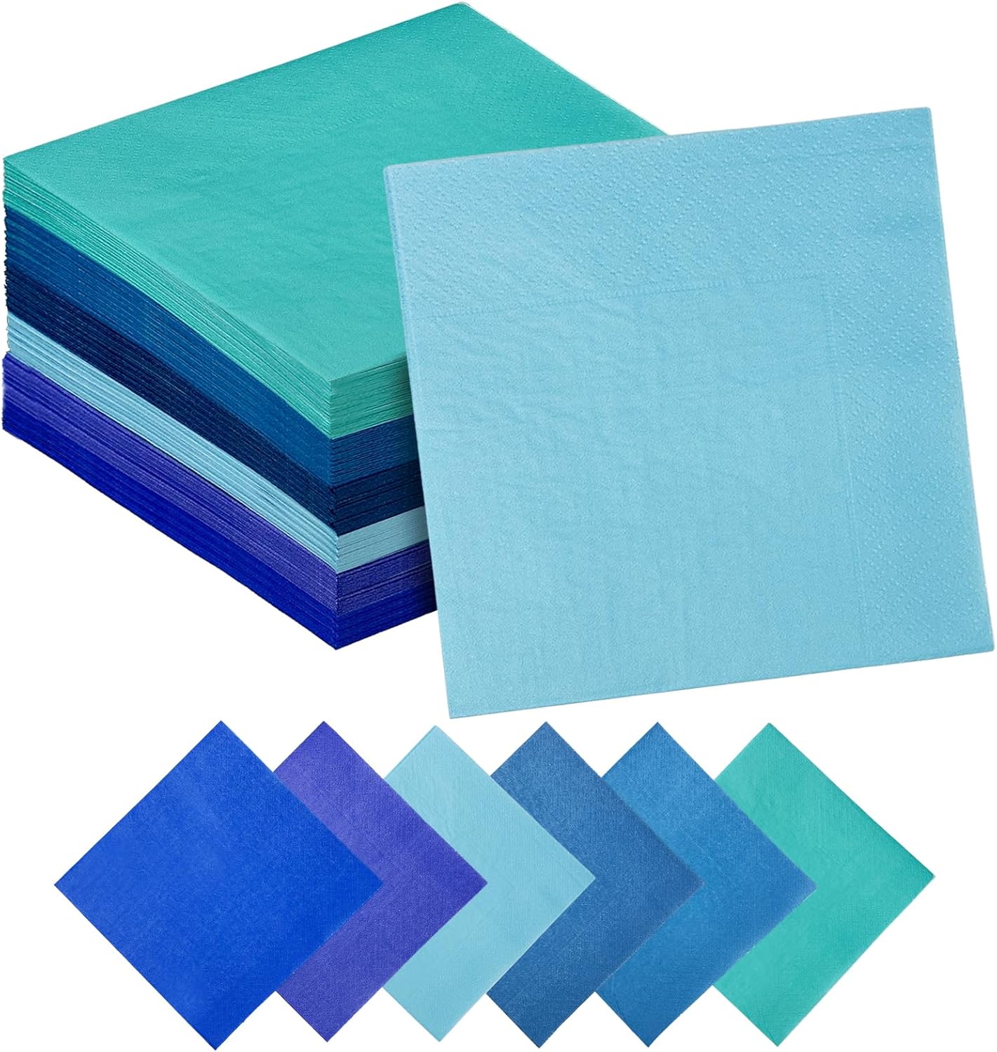 Blue Cocktail Napkins 6 colors 5 * 5inch disposable Beverage Napkin paper for Cocktail, Wedding, Dinner，Brithday Party Dessert Wine Paper Napkins（ 120 Count）