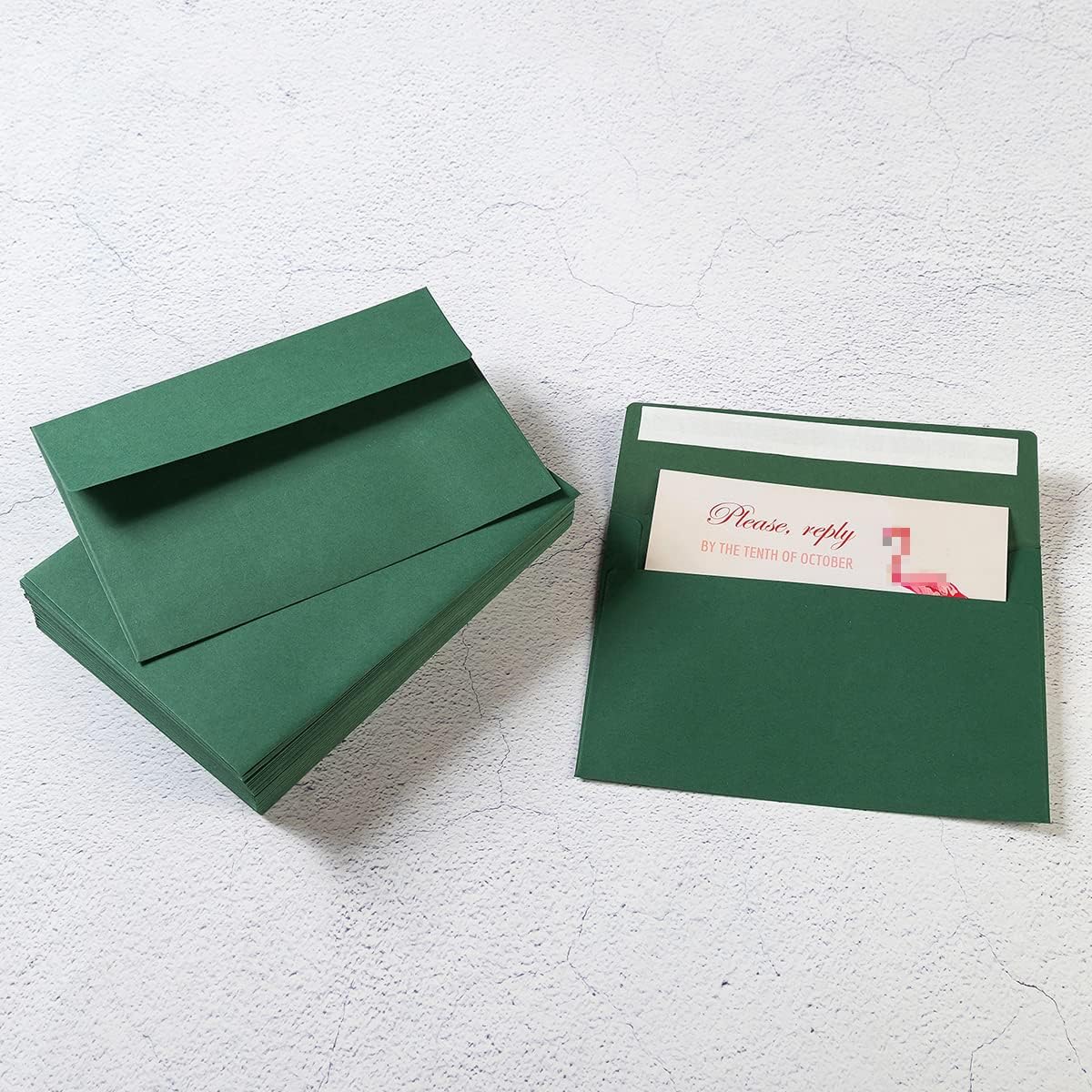 50 Pack 5 x 7 Envelopes Colored Self Seal for Wedding, Party Invitations, Greeting Cards, Announcements, Photos, 5.24 x 7.21 Inches (Dark Green)
