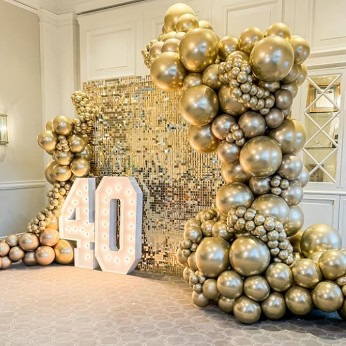 Metallic Gold Balloons 12 inch, Chrome Gold Latex Balloons 50pcs Party Balloons for Graduation Engagement Wedding Birthday Party Decorations