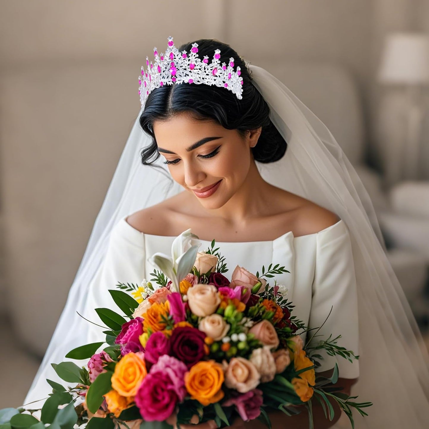 Kamirola Crystal Crowns and Tiaras Headband for Girl or Women Birthday Party Wedding Prom Bridal Halloween Christmas （TR19）