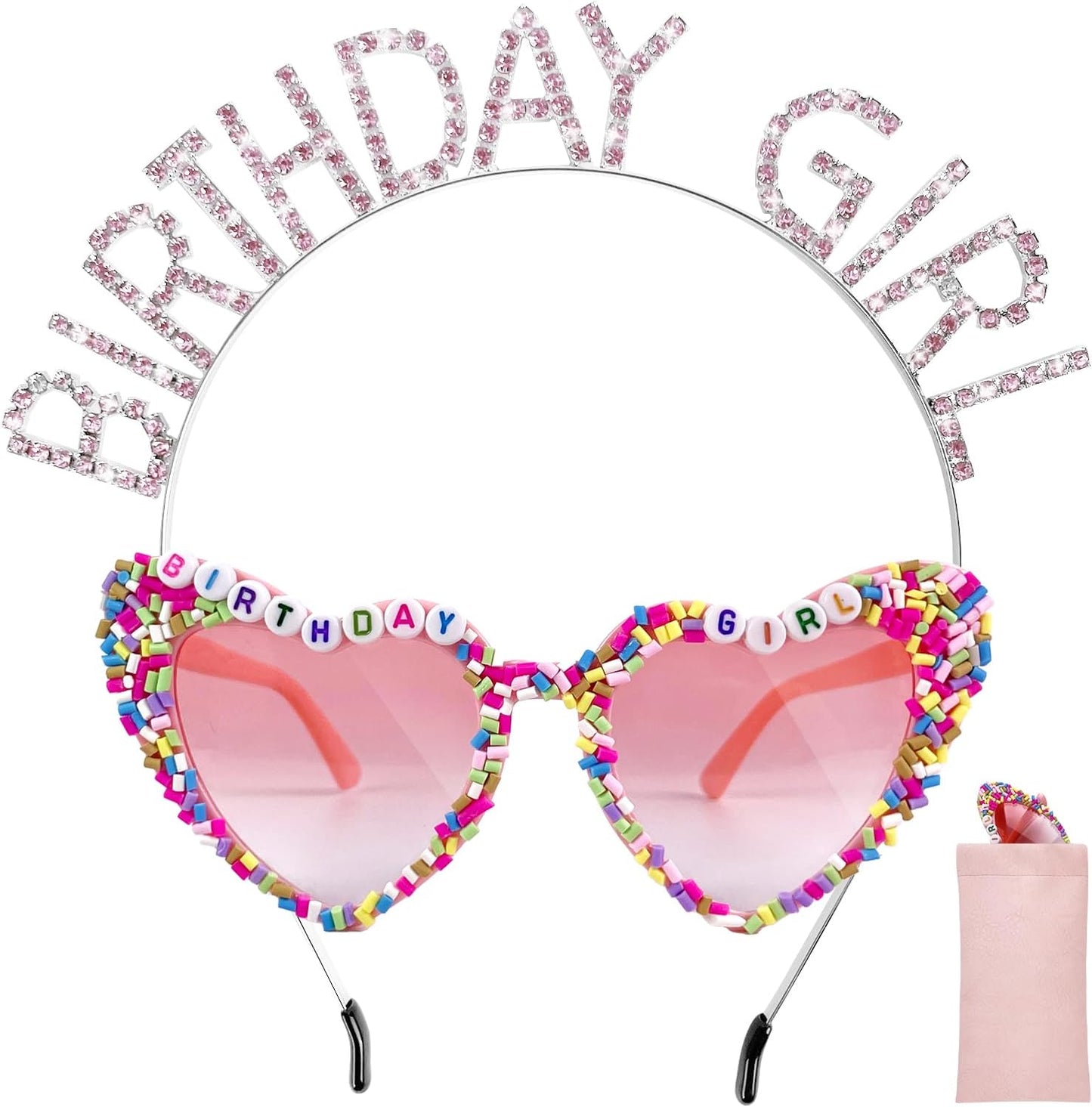 Birthday Sunglasses with Crown, Birthday Glasses Headband Tiara for Women, Gifts Accessories Decorations