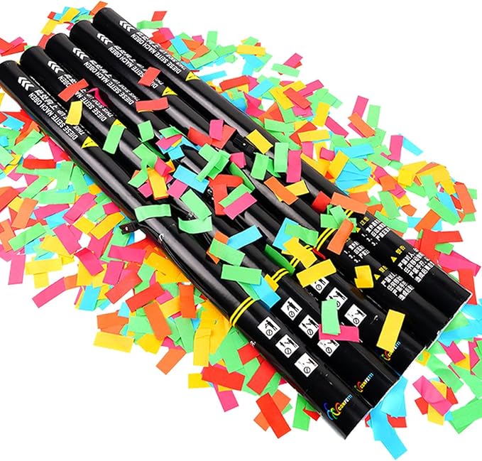 25PCS Confetti Cannon Wedding, Air Powered Party Popper Perfect, Party Streamers 80cm Electric Confetti Cannons - Compatible with Confetti Machine, for Graduation, New Years Colorful