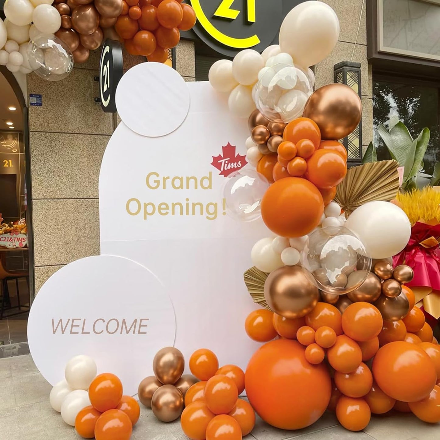 Orange White Gold Balloon Garland Arch Kit, 166Pcs Boho Fall Balloons for Birthday Autumn Thanksgiving Day Wedding Baby Shower Party Decorations