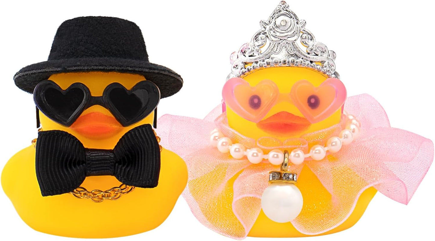 wonuu Pair Set of 2 Bride and Groom Rubber Ducks for Wedding Favors, Party Favors, Ceremony Gift Set, Marriage Souvenir, Marry Blessings, Aniversary Present, Pink Dress&Soft Top Hat