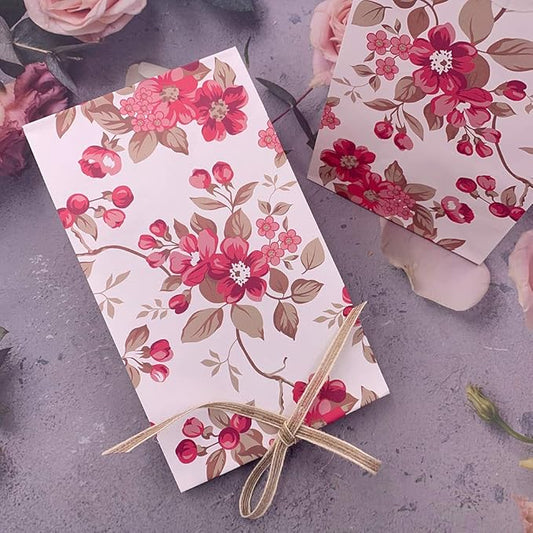 Suponey Floral Paper Bags Gift Bags Flower Party Favor Treat Bag Goody Bag with Stickers for Wedding Bridal Shower Anniversary Birthday Garden Party (16 Pcs)