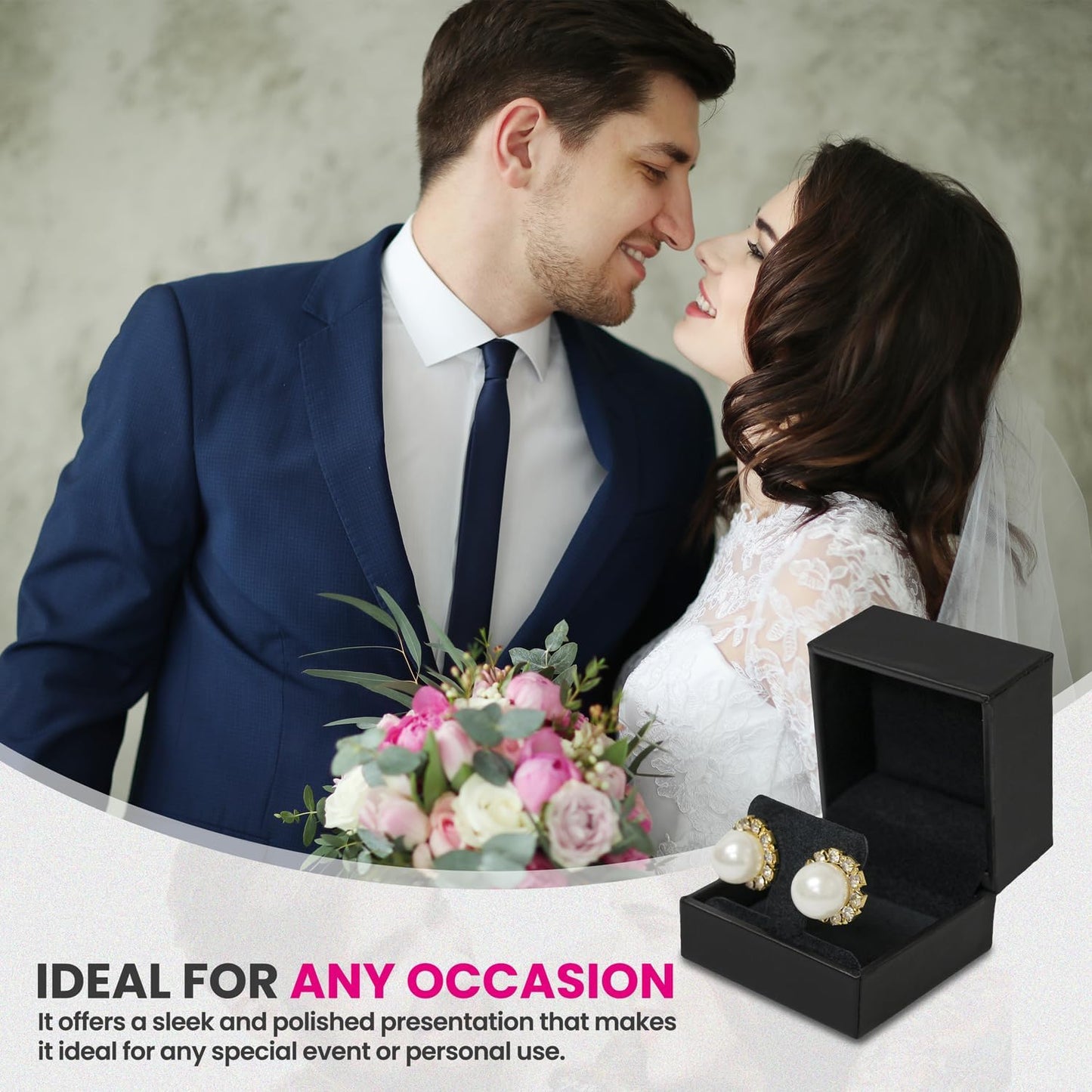 Novel Box Earring Tree Black Jewelry Box 2.37x2.37x1.87 Inches - Earrings Gift Box for Proposal Wedding Engagement - Faux Leatherette Jewelry Display Box - Gift Presentation Boxes for Earrings