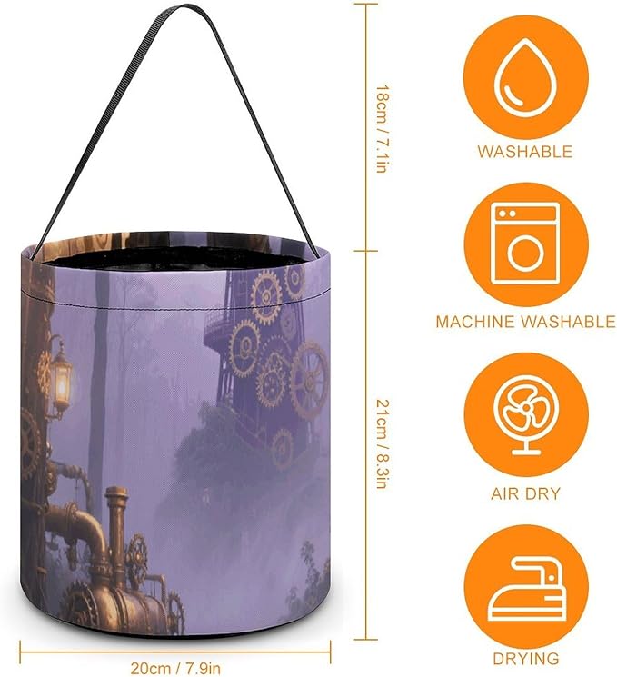 Halloween Candy Bucket - Gothic Fog Forest Trick Or Treat Candy Bag, Gift Bag for Party Favor Supplies