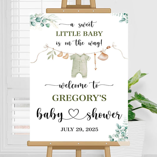 Personalized Clothes Baby Shower Welcome Sign, Baby Boy Signs For Baby Shower, Safari Green Floral Baby Shower Welcome, Baby Boy Sign For Baby Shower For Out Door, Welcome Home Baby Boy Yard Sign