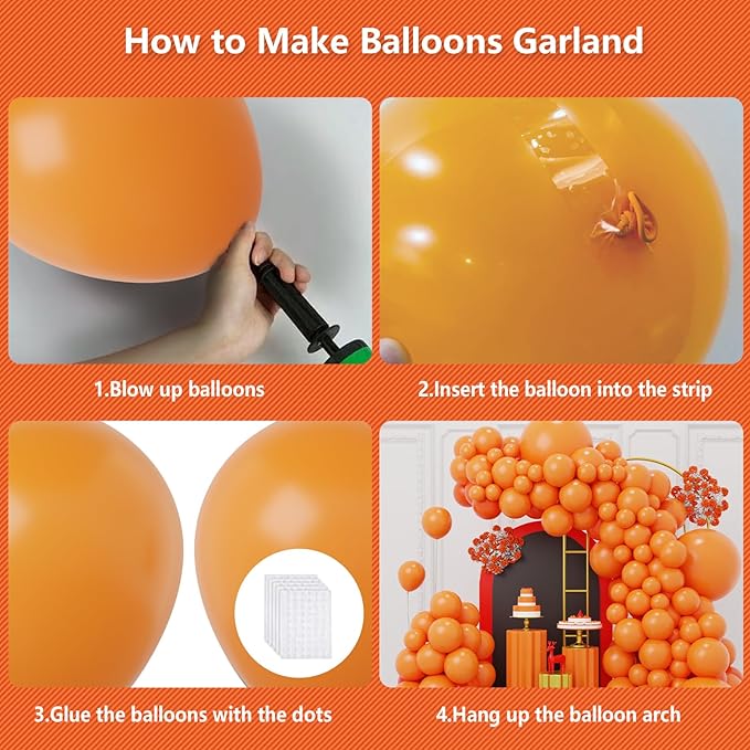 Orange Balloons Arch Kit,130pcs Light Orange Balloons,18 12 10 5 Inch Pastel Orange Latex Balloons Garland for Birthday Graduation Baby Shower Halloween Christmas Wedding Party Decorations