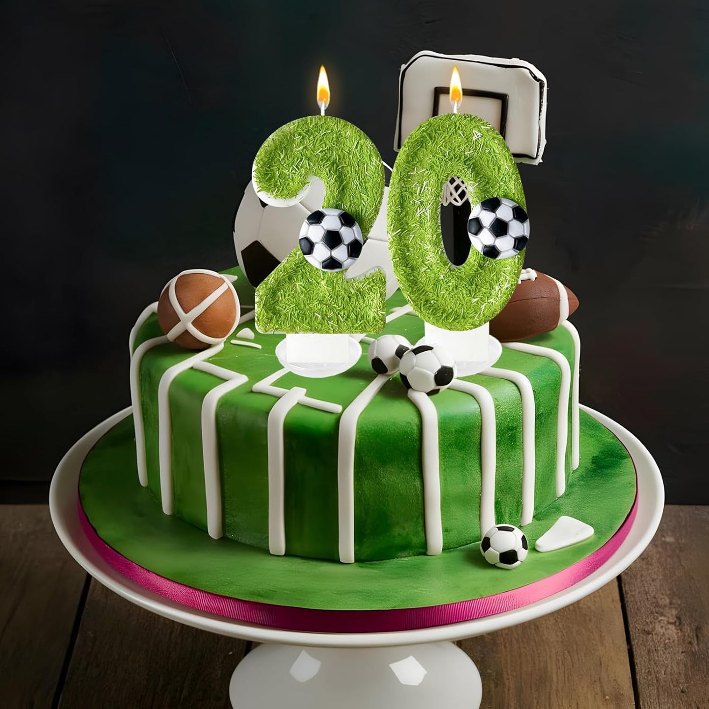 20th Birthday Candles，Soccer Birthday Decorations，Suitable for Girl and boy Cake Toppers, Wedding Cakes, Anniversaries, Party Celebrations, Birthday Decorations