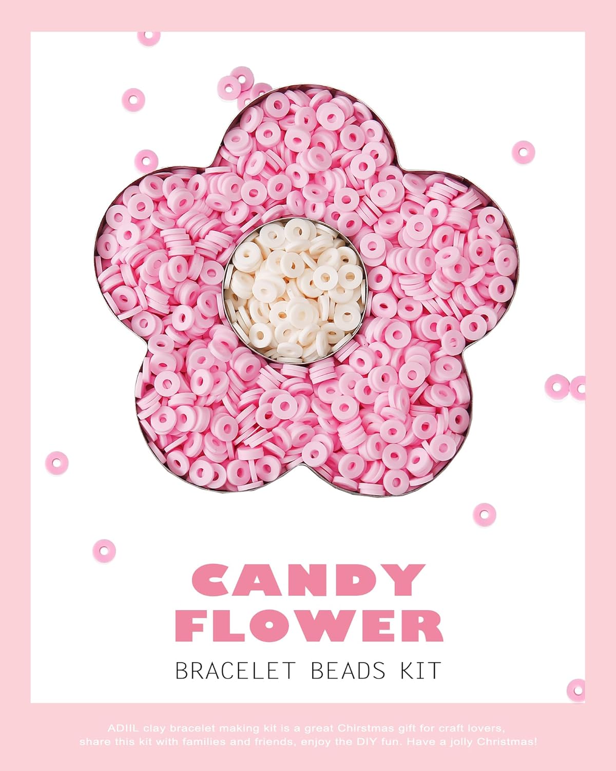 ADIIL 7200pcs Clay Beads Bracelet Making Kit, 6mm Polymer Heishi Beads for Jewelry Making, Friendship Bracelet Kit Birthday Gift for Adults Pink