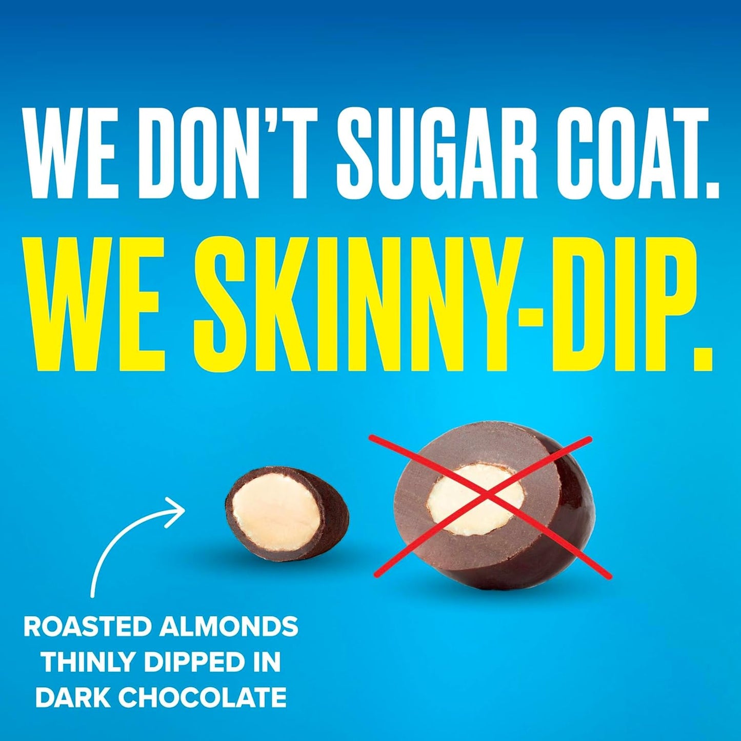 SkinnyDipped Dark Chocolate Cocoa Almonds, Healthy Snack, Plant Protein, Gluten Free, 0.46 oz Mini Bags, Pack of 24