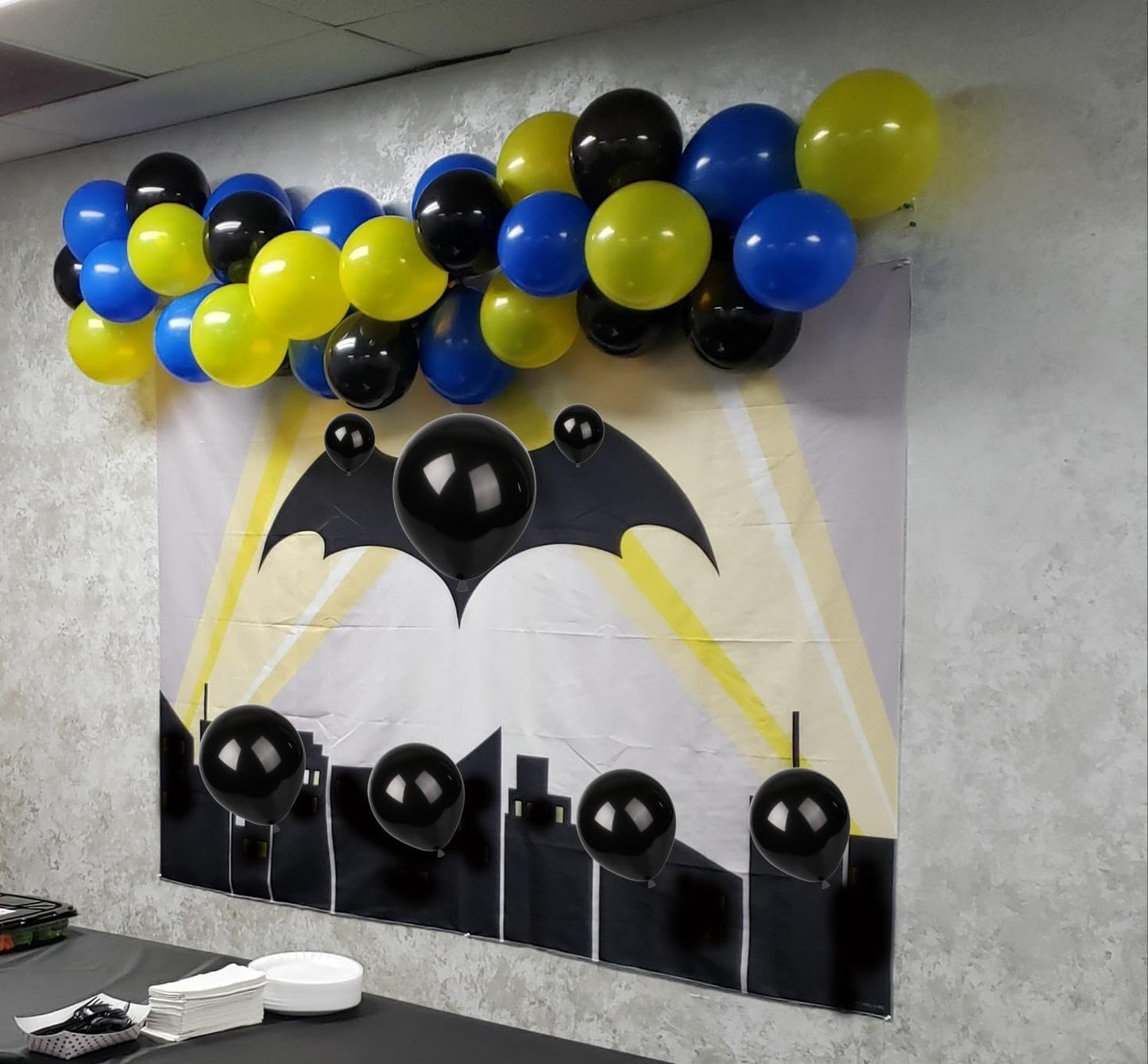 KADBANER Yellow Blue Black Balloons,100 Pack 12 Inch Latex Balloons