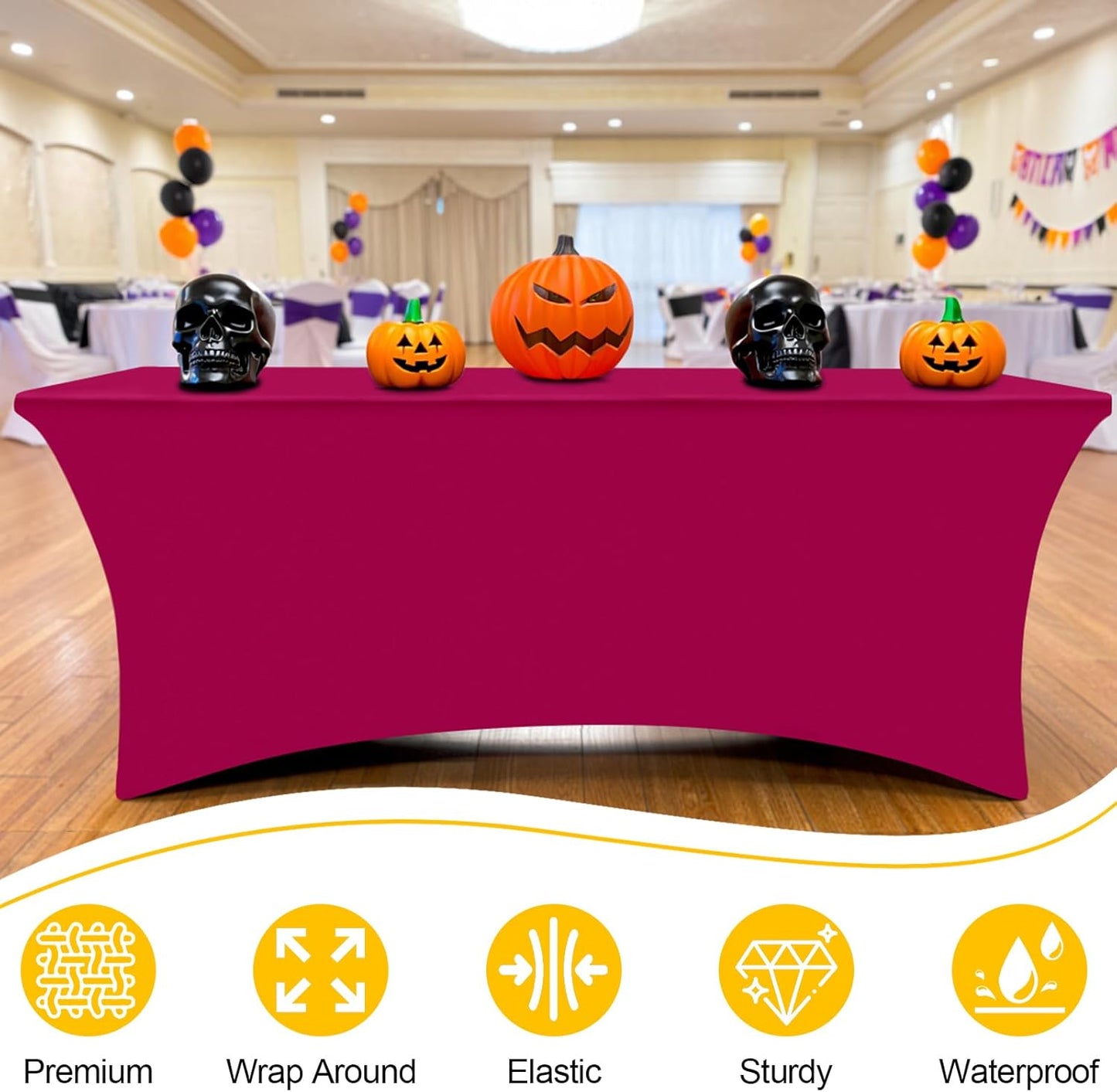 Smiry 2 Pack Spandex Table Cloth 4FT, Elastic Fitted Stretch Tablecloths for Rectangle Tables, Washable Table Cover for Outdoor, Wedding, Banquet & Parties (Fuchsia, 48Lx30Wx30H Inch)