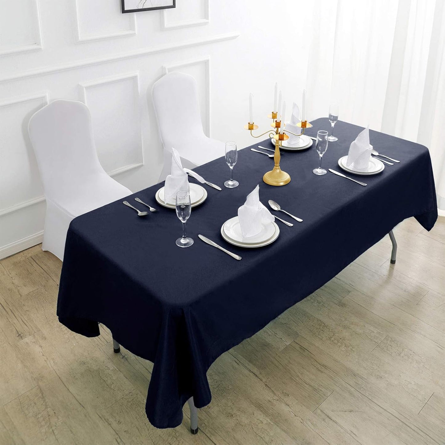 Cupuamon Rectangle Tablecloth 60x120 inch Washable Polyester Fabric Table Cloth for Wedding Party Dining Banquet Decoration（60x120, Navy）
