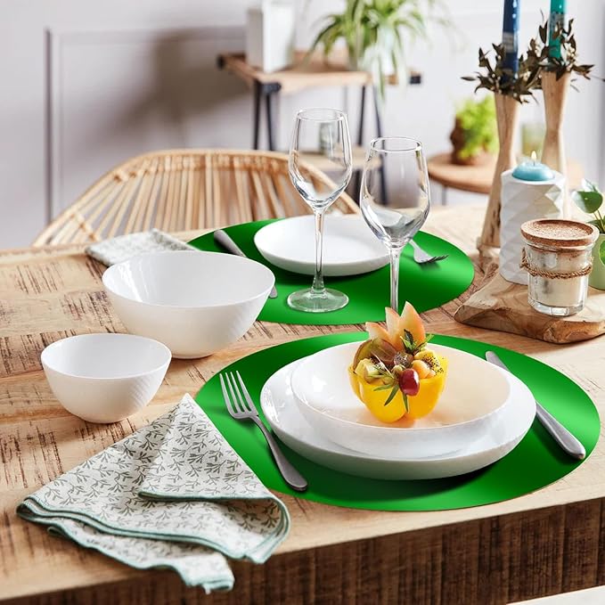 KesaPlan 100 PCS Round Green Placemats, 13" Disposable Paper Placemats for Dining Table, Mirror Green Charger Place Mat for St. Patrick’s Day Christmas Thanksgiving Table Setting Wedding Party