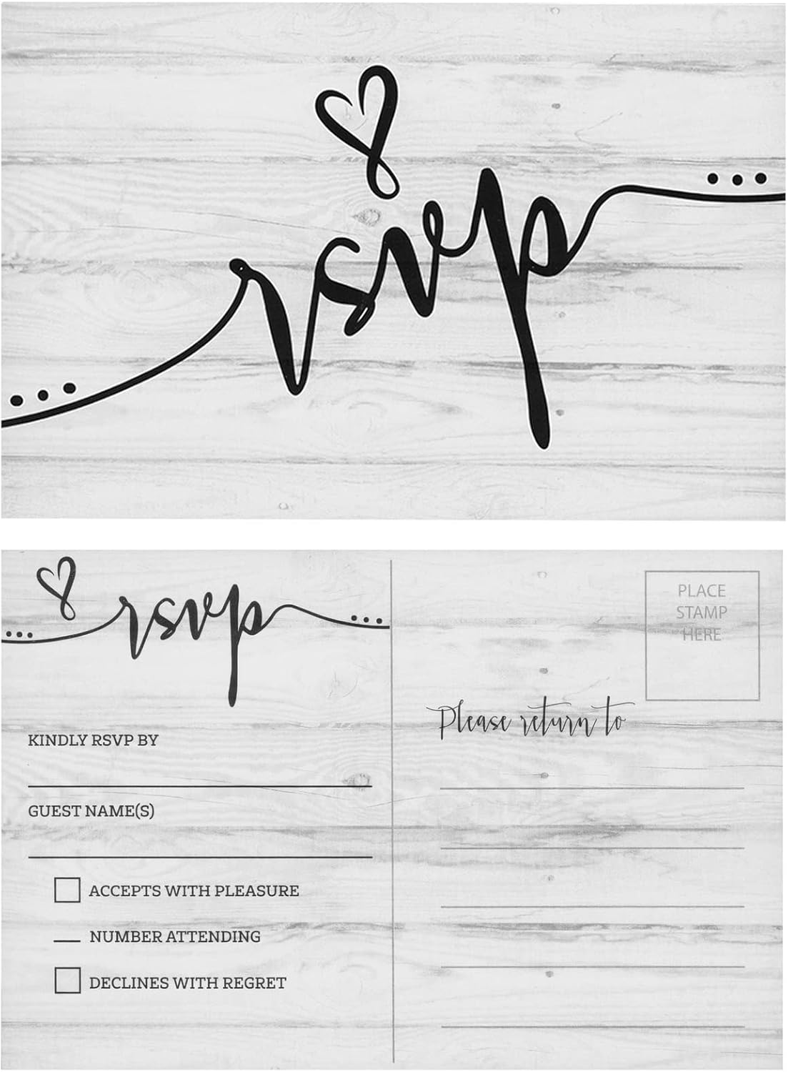Sustainable Greetings Vintage RSVP Postcards - Envelope-Free Postcard Mailing - Rustic Wedding Shower Cards & Birthday Invitations - Card Stock Bulk Postcards - 4 x 6 in, Pack of 60