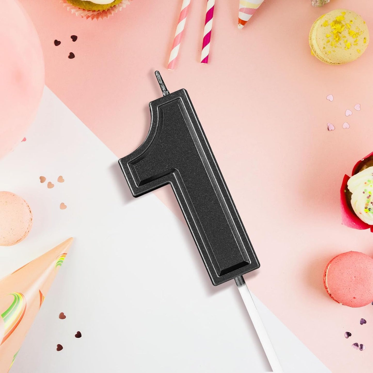 BEAN LIEVE Black Birthday Candles Number 1, Black Number Candles, Cake Number Candles for Birthday Parties and Wedding Anniversary Celebrations