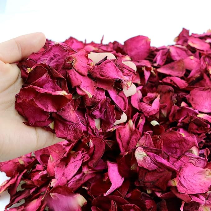 150 Grams/ 5.3 OZ Natural Real Red Rose Flower Petals Dried Rose Petal for Wedding Decoration Bath Foot Bath Wedding Confetti Crafts Accessories (5.3, Ounces)