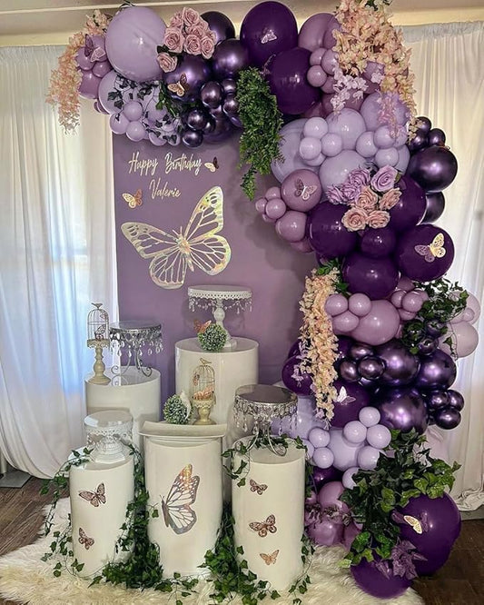Purple Balloon Arch Kit Double Stuffed Latex Lavender Lilac Balloon Garland For Birthday Baby Shower Graduation Prom Sweet 16 Encanto Wednesday Addams Decoration