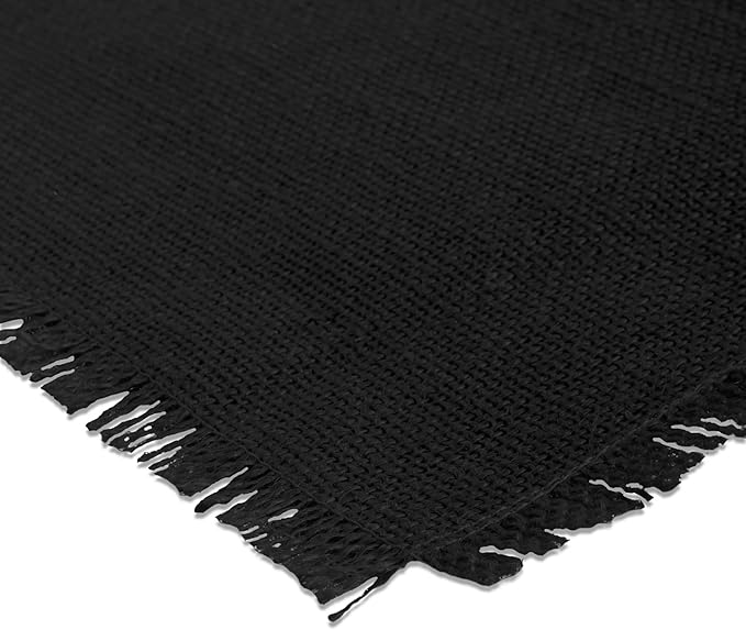 DII Jute Burlap Collection Kitchen Tabletop, Placemat Set, 13x19, Solid Black, 6 Count