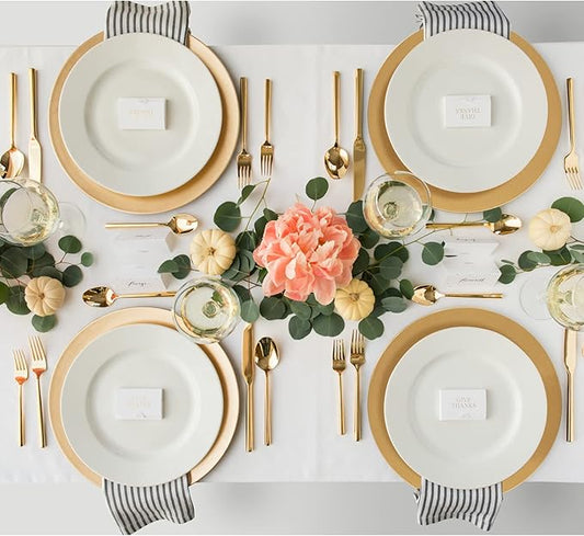 MAONAME Gold Charger Plates Set of 6, 13-Inch Round Plate Chargers for Dinner Plate, Plastic Table Chargers for Wedding Decor, Party