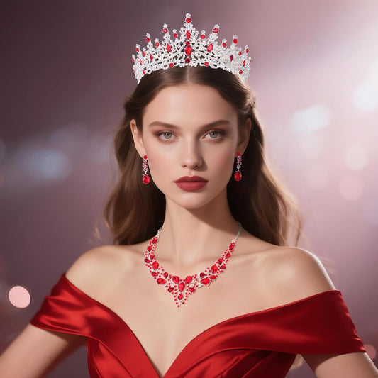Kamirola Tiaras and Crowns for Women,Tiaras Earrings Necklace, Crystal Bridal Jewelry Set（TR83