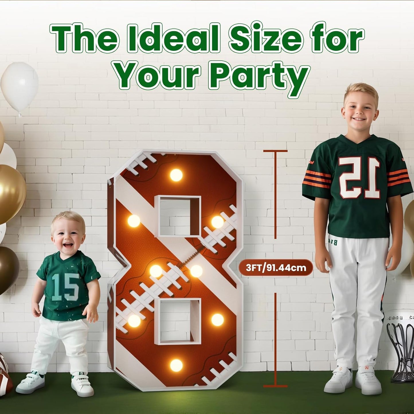 Football 8th-Birthday Decorations Marquee Numbers: Superbowl 3FT Large Light up Number Sign 8 eight Years Down Eight Years Old Party Decoration Big Balloon Numbers Decor for Boys and Girls