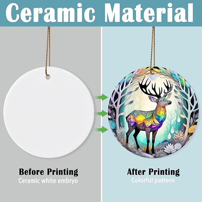 Touber Stained Ceramic Elk Ornament - Elk Christmas Ornaments - Christmas Tree Ornaments - Christmas Decorations - Elk Decor for Office, Room, Home - Holiday Present Ideas