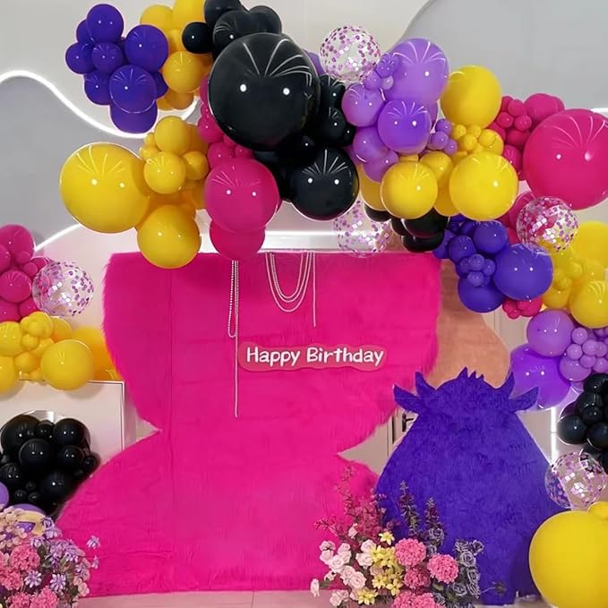 Black Purple Red Yellow Balloon Garland Arch Kit, 167Pcs Latex Balloons Different Sizes 18 12 10 5 inch for Women Princess Girl Birthday Bridal Baby Shower Party Decoration