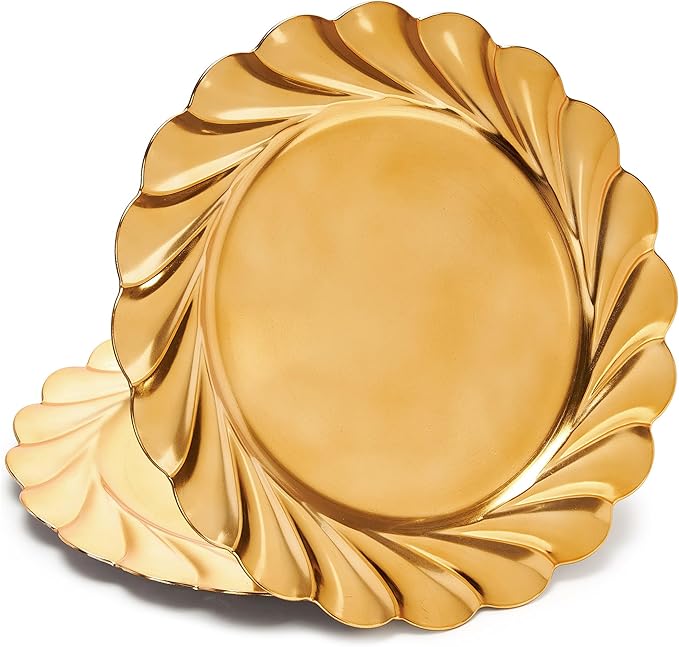 6 PCS 13 Inch Gold Charger Plates, Round Plastic Dinner Plate Chargers, Reusable Decorative Placemats for Wedding, Party, Holiday Table Setting