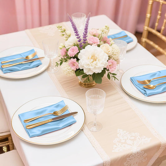 Bailarina 40 Pack Blue Mist Satin Napkins,17x17 Inches Wedding Napkins Square Soft Silky Table Napkins Bulk Decorative Elegant Cloth Napkin for Party Decoration, Banquet,Wedding,Graduation