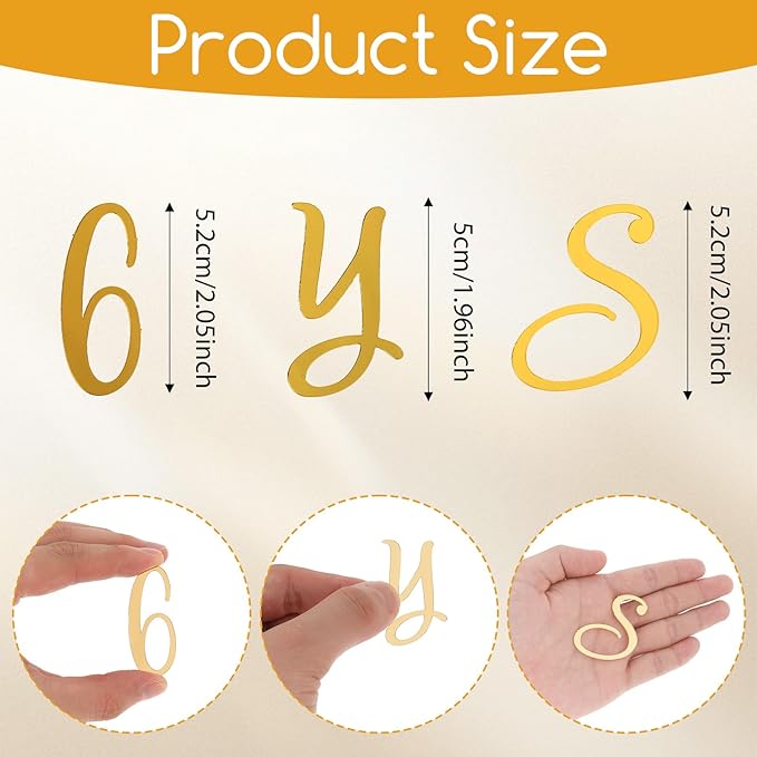 64Pcs Acrylic Cake Letters, Gold Letters Birthday Cake Topper, Personalized Alphabet Cakes Decorations for DIY Cakes, Birthday Party Supplies (0-9 Number and A-Z Letters)