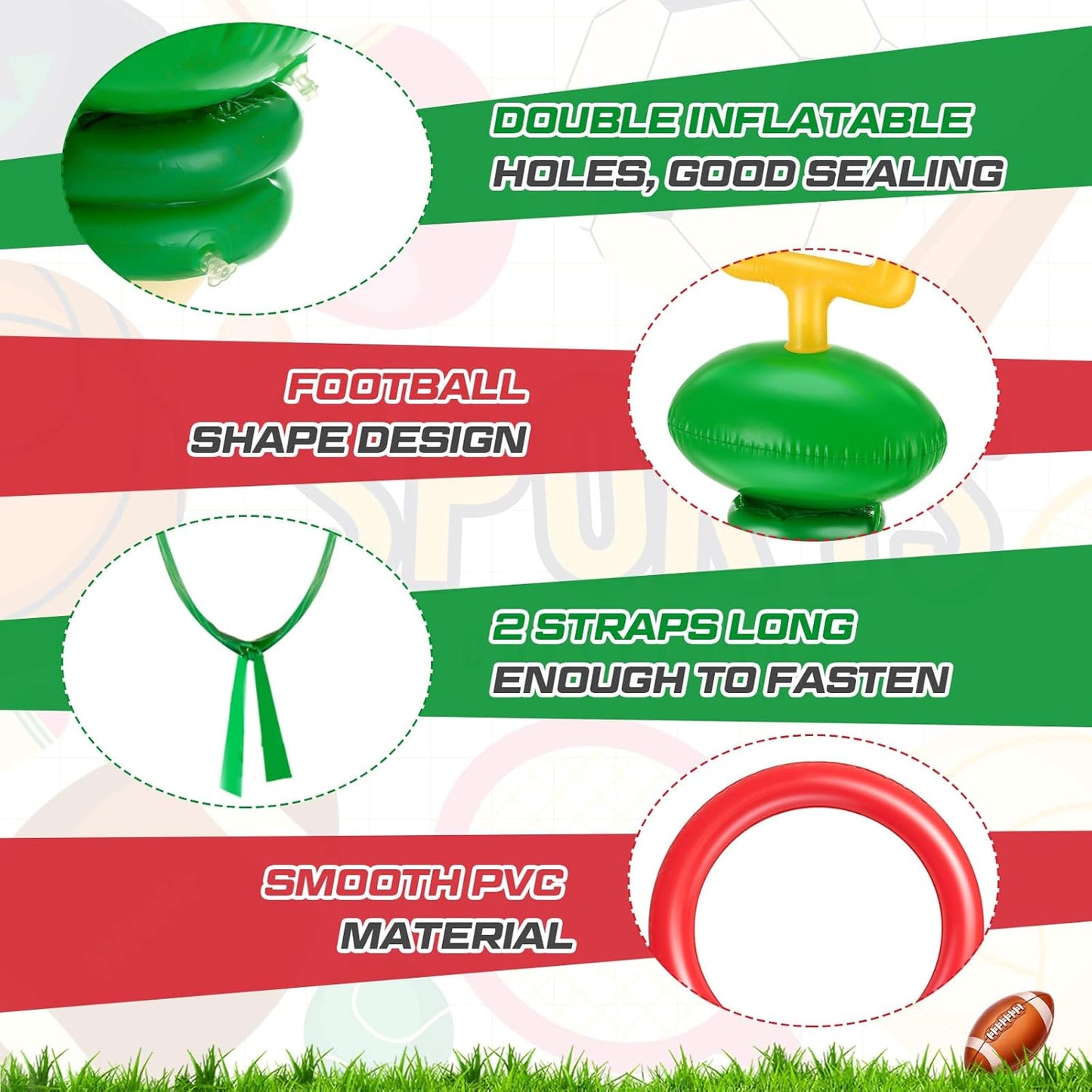 Civaner 2 Set Inflatable Post Ring Toss Football Goal Post Game Include 2 Pieces Hat 6 Pieces Toss Ring for Football Party(Classic Style)