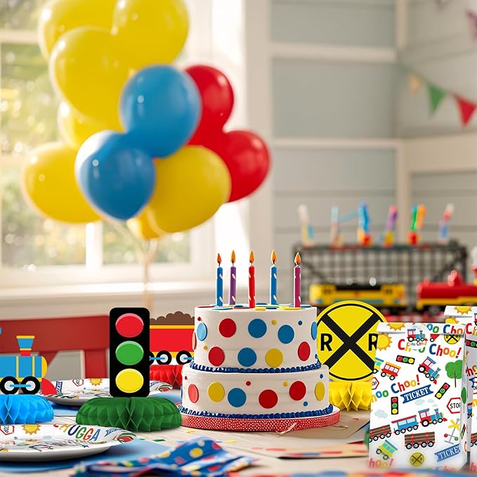 Train Party Decorations - Train Party Plates and Napkins for Kids, Serves 40 Guests