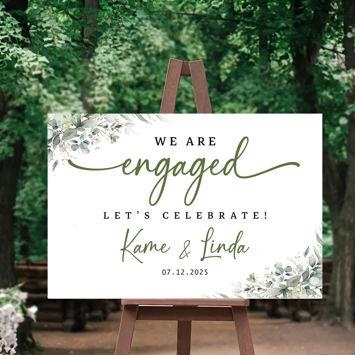 We Are Engaged Sign, Greenery Engagement Signs For A Party, Engagement Party Gifts For Couples, Classy Engagement Decorations, Engagement Party Decorations, Engaged Decorations