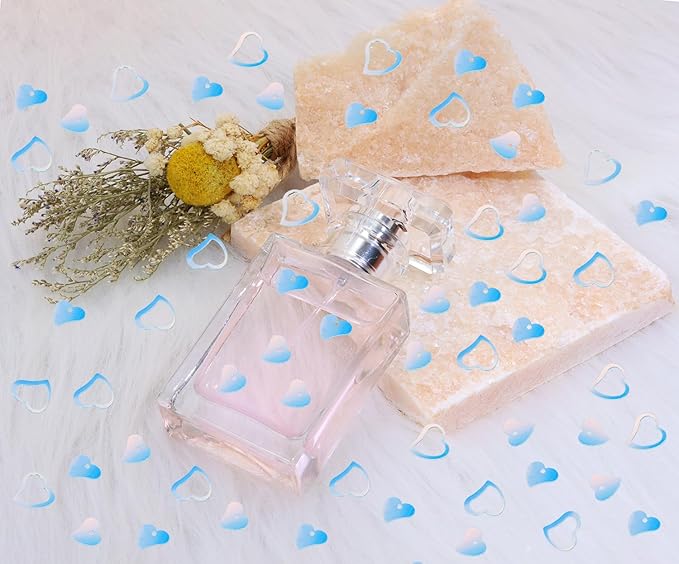 ONLYKXY 1200Pcs Love Heart Shaped Confetti, Table Wedding Decoration, Glitter Confetti for Wedding Party (Glitter Blue)