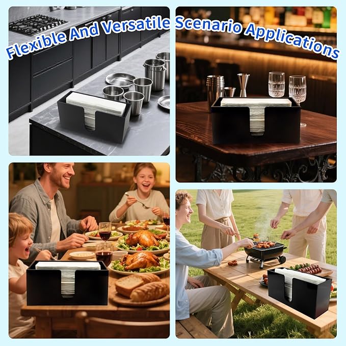 Paper Towel Holder for Countertop,Black Acrylic Napkin Dispenser-Multifold/C-Fold/Z-Fold Trifold Paper Towel Dispenser for Bathroom Kitchen Restaurant Toilet - Durable 5mm Thick (1)