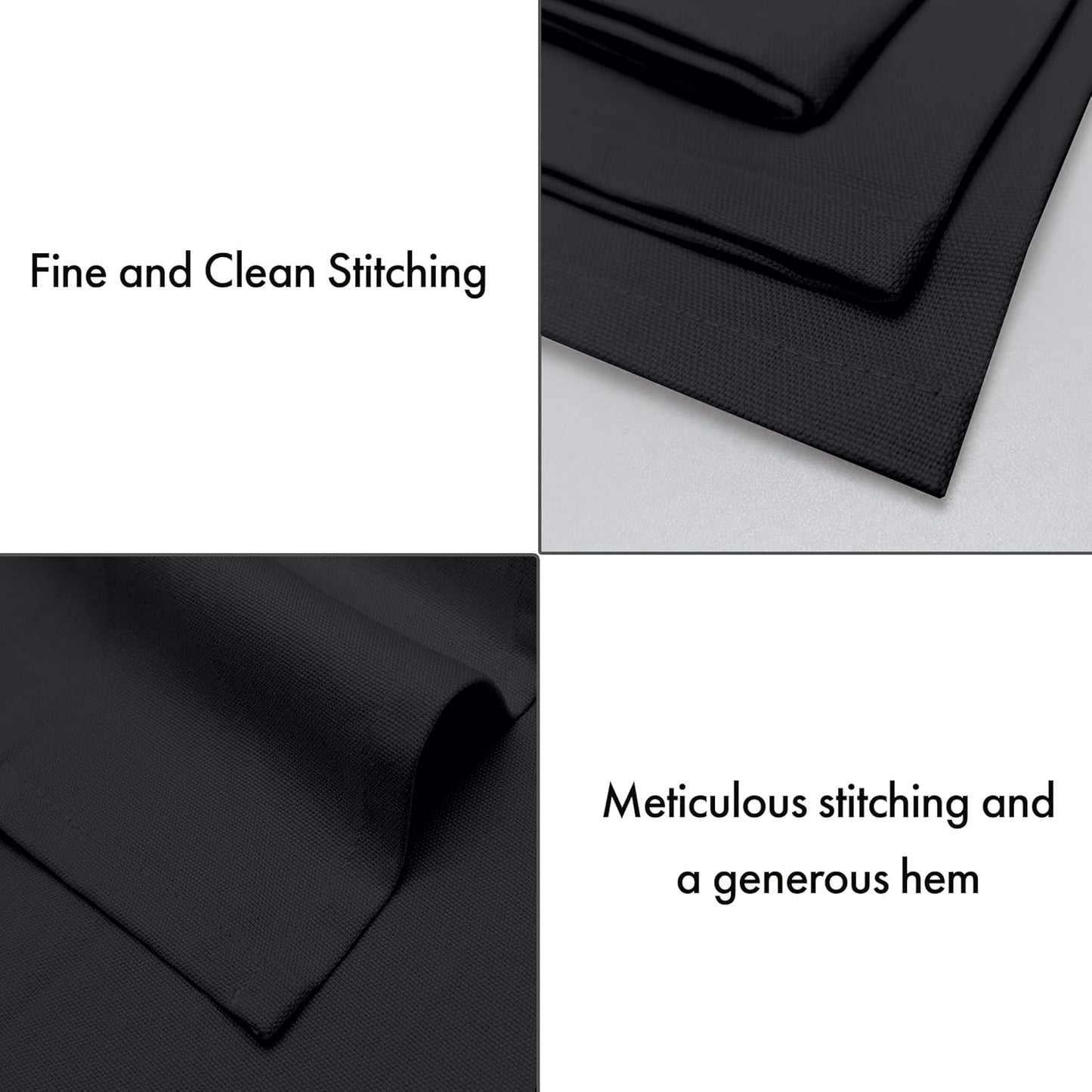 Ruvanti Premium Cloth Napkins Set of 12, 18x18 Inches, 100% Cotton, Washable, Soft & Absorbent, Perfect for Wedding, Christmas, Thanksgiving Dinners - Black Beauty