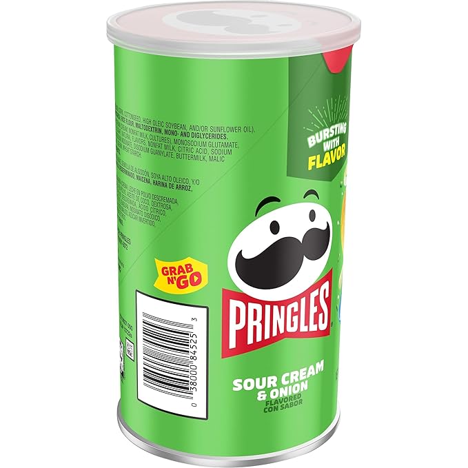 Pringles Potato Crisps Chips, Sour Cream & Onion, 2.5oz (12 Count)