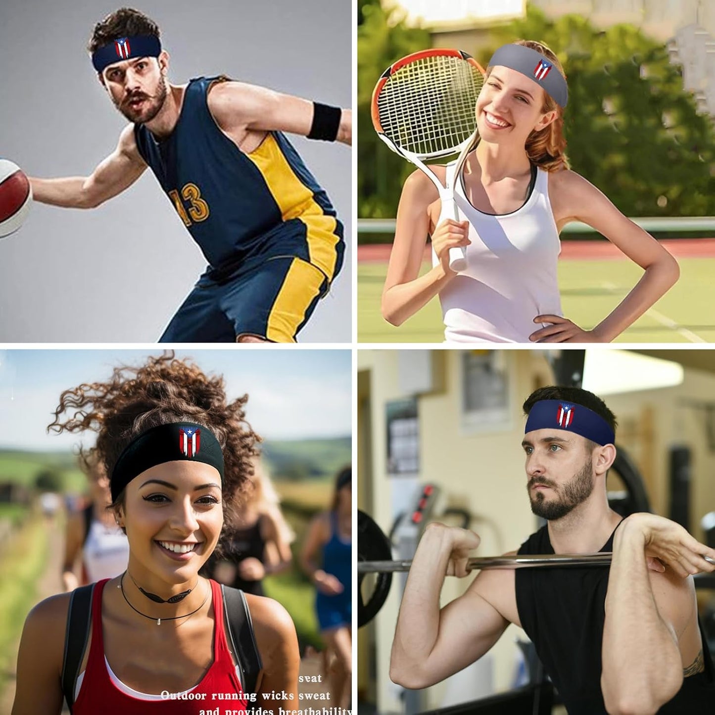 Headbands for Men 3 Pack Sport Sweat Bands Headbands Men Skull Finger Workout Sweatbands for Mens Women Head Bands Cooling Running Men's Hairband Headband