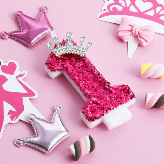 Hot Pink Birthday Candles Crown Number 1 Candle 1st Birthday Party Decorations Cake Topper Cupcake Decor for Anniversary Celebrations Supplies