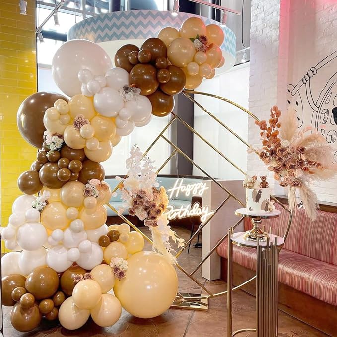 Brown Balloons Arch Kit, 162pcs Neutral Boho Brown Apricot White Balloons Garland for Bear Baby Shower Bohemian Neutral Jungle Safari Birthday Party Decorations
